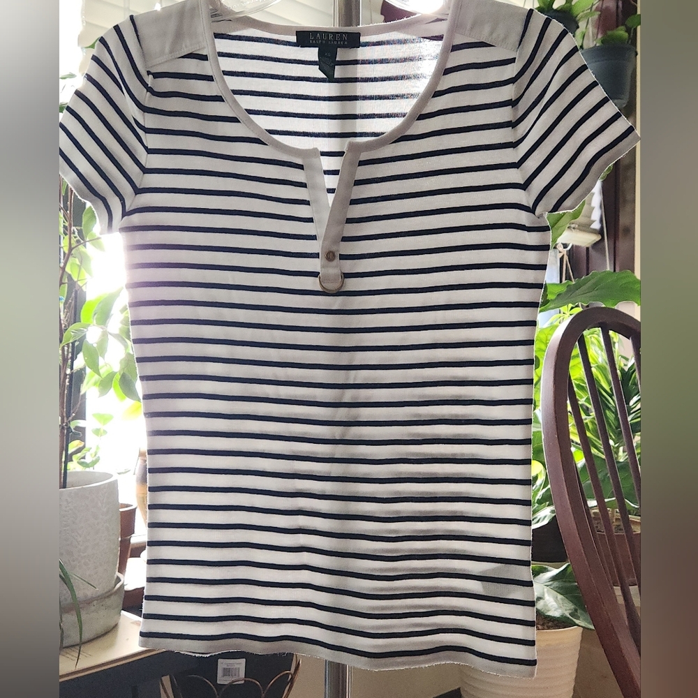 Ralph Lauren T shirt with gold accessory and button